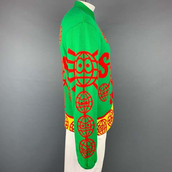 WALTER VAN BEIRENDONCK 2006 Blue & Green Wool  Cotton Reversible Cardigan - Picture 6 of 9